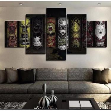 Imagem de Quadro Decorativo Sala 5 Partes Game Of Thrones Animais - MWC Quadros 