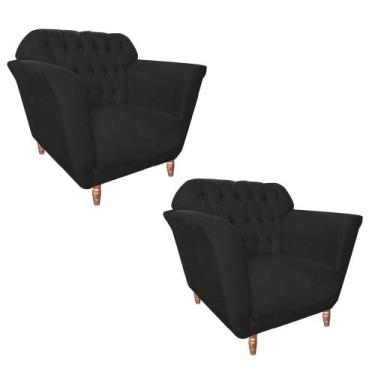 Imagem de Kit 02 Poltrona Cadeira Ster Decorativa Recepção Sala De Estar Suede P