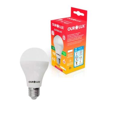 Imagem de Lampada led bulbo 9w 6.5k e27 branca fria ourolux ps