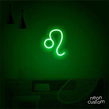 Imagem de luminaria letreiro Neon Led Signo Leão 80x65 luminoso decoração p/ sel