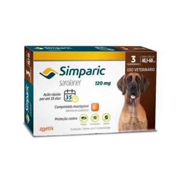 Imagem de Antipulgas Simparic Cães 120mg 40,1 a 60 kg 3 comprimido - Zoetis