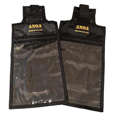 Imagem de ANOA Shipping Tag Dois (2) Pacotes de S – Compre Mais e Economize! - Uma Etiqueta de Remessa Reutilizável Que Contém Etiquetas de Remessa Fedex, Ups, Dhl para Tacos de Golfe, Malas e Bagagem, Preta