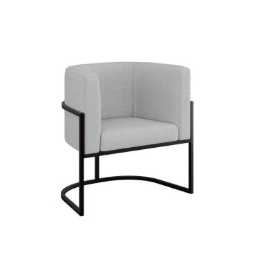 Imagem de Cadeira Poltrona Lua Bouclê Base De Metal Preta Reforçada Cinza