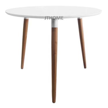 Imagem de Mesa Jantar Redonda Ayme 60cm 3 Pé Palito 75cm Respiga - Jthome, Branc