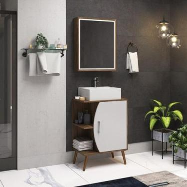 Imagem de Gabinete para banheiro com pés 01 porta 02 prateleiras com cuba 01 arm