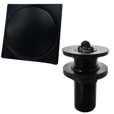 Imagem de Ralo Click Preto 10x10 tampa ralo E Valvula 7/8 Preta Inox Pia Banheir