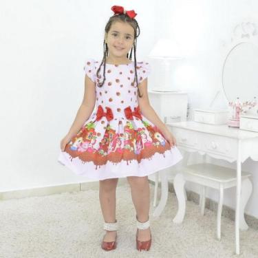Imagem de Vestido infantil tema da Moranguinho - Morangos - Moderna Meninas, 12 