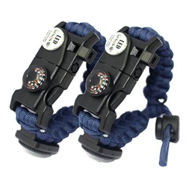 Imagem de Daarcin Pulseira de paracord de sobrevivência, acionador de fogo, luz SOS impermeável, bússola, apito, ajustável AK87 20 em 1, conjunto de equipamentos de sobrevivência táticos ao ar livre, presente