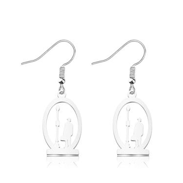 Imagem de OKEYCH Brincos de presente inspirado no filme de terror Father Merrin joias para fãs de terror cosplay merch, Metal, Liga metálica.