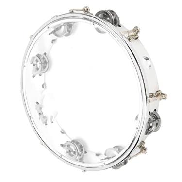 Imagem de Pandeiro Portátil, Sino de 10 Polegadas Ajustável, Fileira Dupla, Jingles de Percussão, Instrumento Educacional Musical para Festa, Jogos Infantis (Transparente)