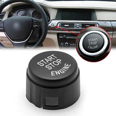 Imagem de Xotic Tech Motor Start Stop Interruptor de botão de ignição de energia guarnição da tampa compatível com BMW 1 2 3 4 5 6 7 Series F20 F23 F30 F32 F10 F12 X1 X3 X4 X5 X6 - Sem botão Off (Preto) 2,7 cm