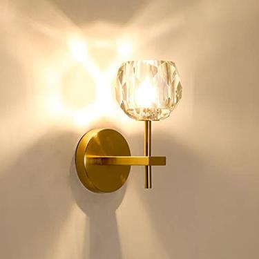 Imagem de Cristal Globo Transparente LED Luminárias De Parede Moderno Estilo Nórdico Luz De Parede Dourado Metal Transparente Interno Arandelas De Parede Para Quarto Loja Café(20X17CM, 7W,Gold, Warm White)