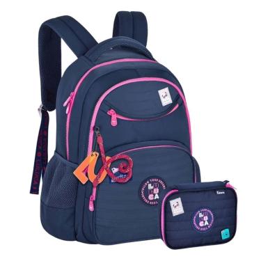 Imagem de Kit Mochila Costas Luluca Escolar Passeio Estojo 100 - Azul