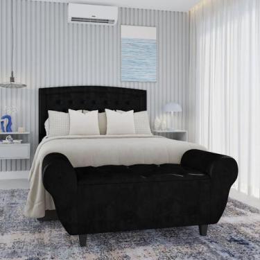 Imagem de Cabeceira Para Cama Queen Estofada Veneza Com Pés e Bau Recamie 160cm 