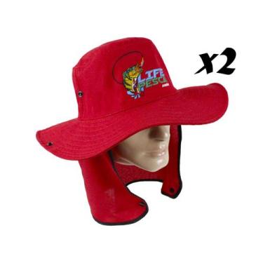 Imagem de Kit 2 Chapéus Com Protetor De Nuca LIFE PESCA - Várias Cores, Vermelho