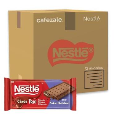 Imagem de Chocolate Nestlé Chocotrio Chocobiscuit Kit 12 Barras de 90g