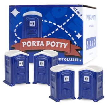 Imagem de WodGod Copos de shot divertidos Porta Potty (pacote com 4), presente de elefante branco para adultos, presentes engraçados para adultos, presentes secretos de Papai Noel para homens, amigos e colegas