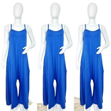 Imagem de Macacão Alcinha Pantalona Com Bolso - modanascimento, Azul bic, G