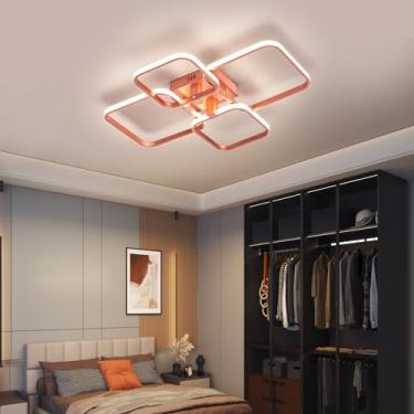 Imagem de Rosa de ouro Lustre de Teto Moderno levou lâmpada para Sala de Jantar Sala de Estar cozinha Cama quarto Decoração levou Lustre Luminária AC110-240V led plafon (4 caixas L58*W46CM)