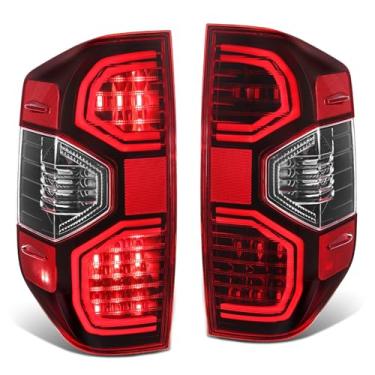 Imagem de DNA MOTORING Par de lâmpadas LED de freio/traseira compatíveis com Toyota Tundra 2014-2021, caixa preta/lente vermelha, TO2800193, TO2801193, TL-ZTL-014-RD