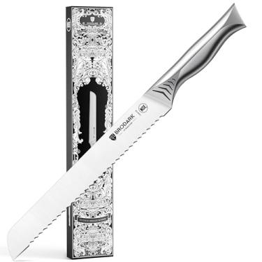 Imagem de BRODARK Faca De Pão - Faca De Pão Serrilhada De 10" Para Pão Caseiro De Fermento Natural - Faca Serrilhada De Aço Inoxidável De Alto Carbono Para Fatiar Uniformemente E Em Linha Reta - Certificação