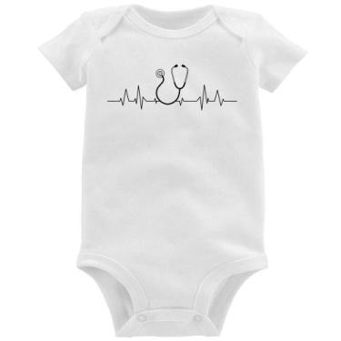 Imagem de Body Bebê Batimentos Cardíacos Estetoscópio Medicina - Foca na Moda, B