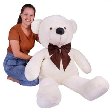 Imagem de Urso De Pelúcia Gigante Teddy 1,10 metros Macio C/Laço Personalizado - Urso Baunilha com Laço Tabaco