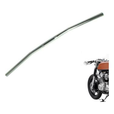 Imagem de Guidão Modelo Custom Reto Café Racer Cromado Preto Acessório Motocicle