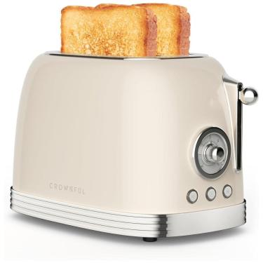 Imagem de Torradeira 4 Fatias, Aço Inoxidável, com Suporte para Grelha, 900W, 110v, CROWNFUL WT 330D, Beje