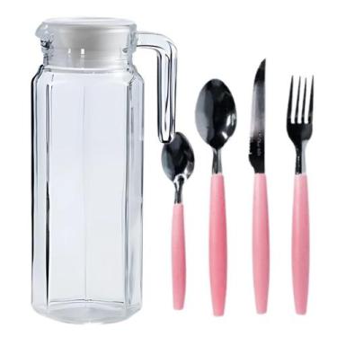Imagem de Conjunto Jarra Vidro 1 Litro e Talheres Inox  Mesa Posta 25 Peças - jd