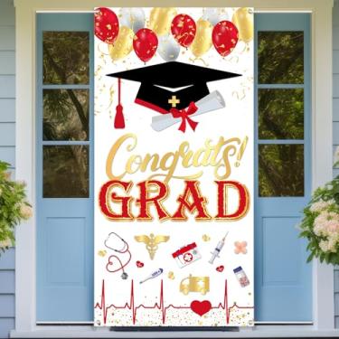 Imagem de Congrats Grad Door Banner for Nurse Doctor, 2025 Enfermagem/Escola de Medicina Decorações de Festa de Formatura, Capa de Porta, Parabéns, Enfermeira, Doutor, Festa de Formatura, Decoração Interior e