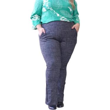 Imagem de Calça Flare Malha Jacquard com Bolso Plus - Curvy Plus, Preto, G3