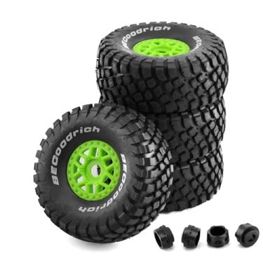 Imagem de Chanmoo 1/8 RC Short Course Truck Tires and Wheels 17mm Hex OD 135mm 1/7 All Terrain Off Road Tyres for 1:7 1:8 RC Buggy Truck Car HSP TRAXXAS UDR DF7 FS Atom ARRMA Mojave YK4072 DF7 4PCS (Green)