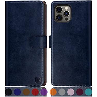 Imagem de SUANPOT Capa carteira para iPhone 13 Pro Max 6,7 5G com bloqueio de RFID, porta-cartão de crédito, capa de telefone de couro PU flip book capa à prova de choque celular mulheres homens para Apple 13