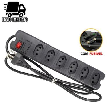 Imagem de Filtro de Linha Régua de Tomada com Fusível Extensão Elétrica Bivolt  