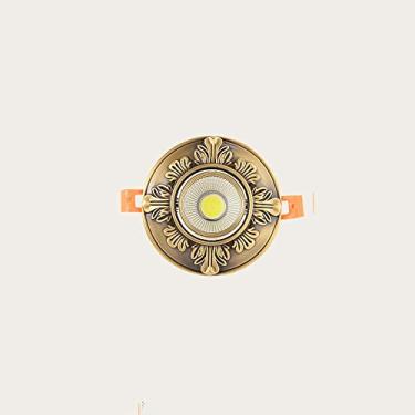 Imagem de LUOFDCLDDD Spotlightvintage esculpido projetor de teto de bronze todo LED retro espiga candeeiro de ponto oco poupança de energia de luz do painel reencastrado no teto decoração comercial luz