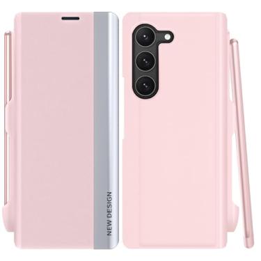 Imagem de Capa para Samsung Galaxy Z Fold 6 com S Pen e protetor de tela integrado, suporte de carregamento sem fio, suporte de corpo inteiro, à prova de choque para Samsung Z Fold 6 5g capa protetora (rosa)