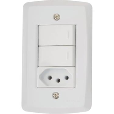 Imagem de Tramontina Conjunto 2 Interruptores Simples e 1 Tomada 2P+T 10A 250 V 4x2 Lux2 Branco