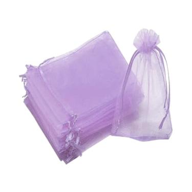 Imagem de IEUDNS Sacos de rede de frutas de 100x Bolsas de capa de frutas Protetores leves Mesh Saco de presente barreira para mangas Flores de romã, Roxo