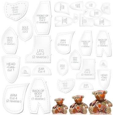 Imagem de Chunful Conjunto de réguas de acrílico com 30 peças de padrões de costura de urso de memória, modelo de estofamento de animais de pelúcia com instruções, padrão de costura grande para iniciantes
