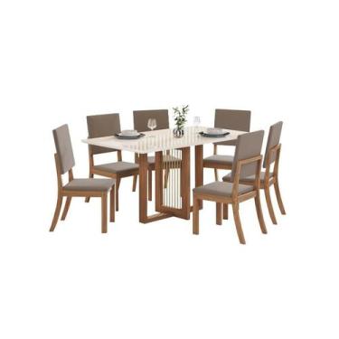 Imagem de Mesa Jantar Natali 160 6 Cadeiras Milla Amendoa - Henn
