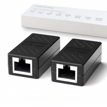Imagem de Adaptador conector Ethernet acoplador RJ45 para adaptador de cabo Ethernet Cat7 Cat6 Cat5e, Black RJ45 Coupler 2pcs
