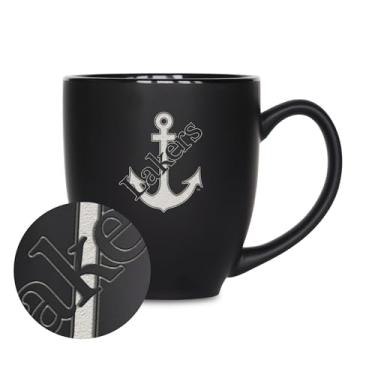 Imagem de Rico Industries NCAA Lake Superior State Lakers 425 g Caneca de cerâmica preta fosca gravada a laser - para bebidas quentes ou frias