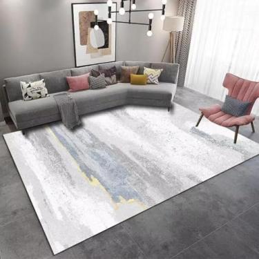 Imagem de Tapete estilo lavagem a tinta para decoração de sala de estar, mesas de centro para casa, sofá, tapetes duráveis e laváveis para quarto (3,2 x 6,5 pés (100 x 200 cm)/sem fiapos - 7)