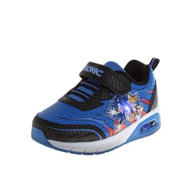 Imagem de Josmo Tênis infantil Sonic The Hedgehog com luz LED - Tênis esportivo leve para meninos (criança pequena/criança grande), Azul, 19