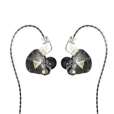 Imagem de CNWUJASS Fone de ouvido QKZ AK6 PRO com fio, fone de ouvido magnético dinâmico forte de 11 mm, fones de ouvido de corrida esportiva, fone de ouvido de música DJ com microfone (preto)