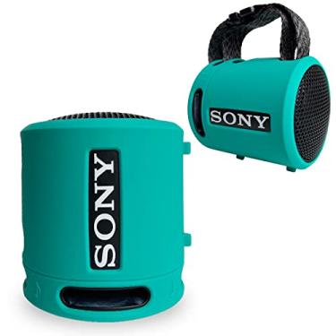 Imagem de RAWECUD Capa de silicone para alto-falante compacto portátil sem fio extra baixo Sony SRS-XB13/XB100, capa protetora para acessórios de alto-falante Sony SRS-XB13 (azul pó)