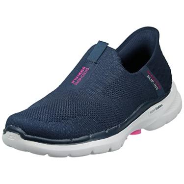 Imagem de Skechers Tênis feminino Hands Free Slip-ins Go Walk 6-Fabulous View, Azul marino, 12 Wide