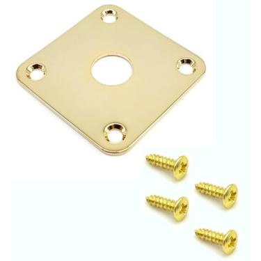 Imagem de Jack plate quadrado curvo guitarra DOURADO LJCH e parafusos - SPIRIT