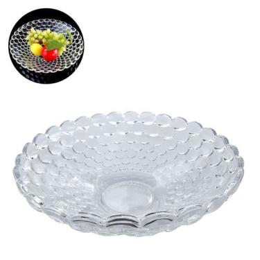 Imagem de Fruteira de Vidro Transparente Decorativa 29cm Centro de Mesa Bubbles 